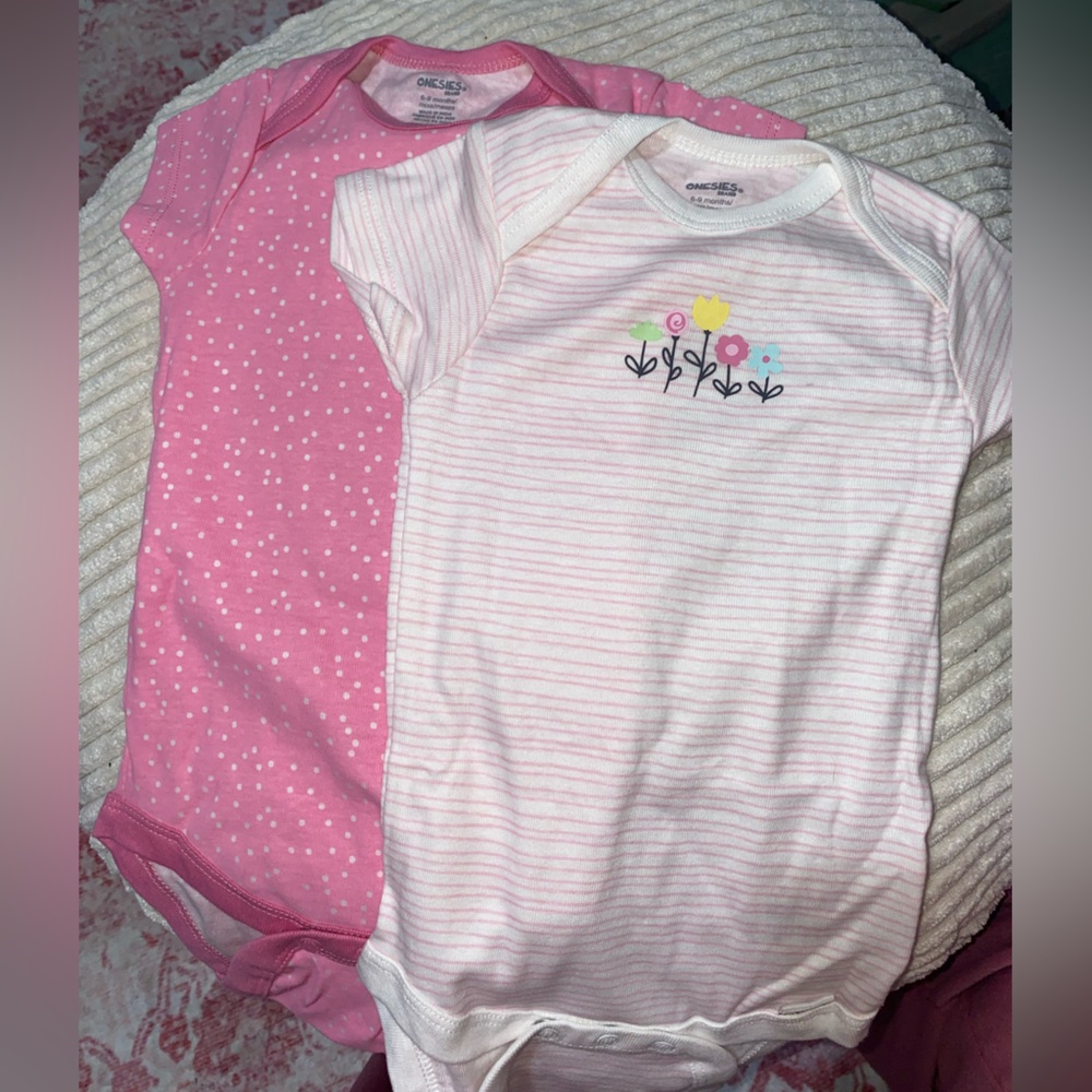 Gerber Baby Girls' Pink and White Bodysuits